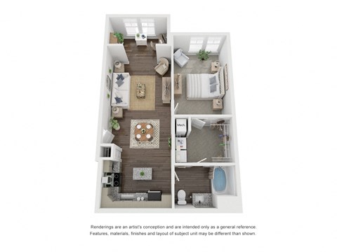 Floor plan for 1 bed, 1 bath, 816 sqft